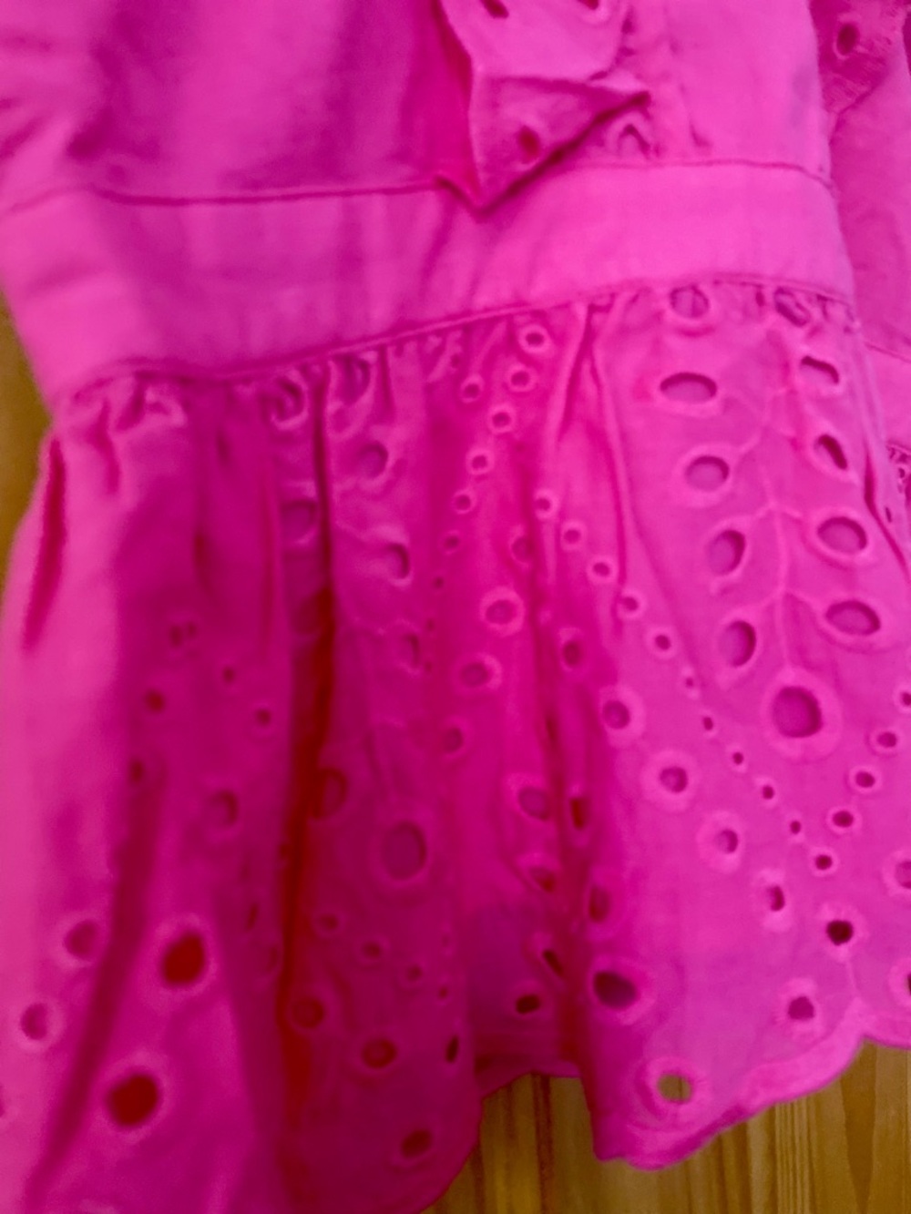 Banana Republic Factory Pink Eyelet Ruffle Tank Top XS 100% Cotton Peplum Blouse - Picture 5 of 10